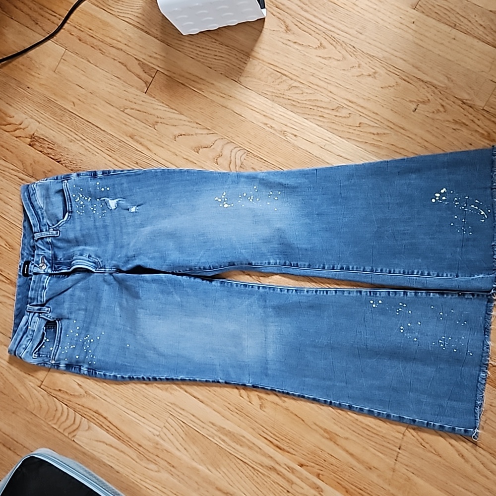 Express 70s flare mid rise flexx hyper stretch, size large, 12/14/16